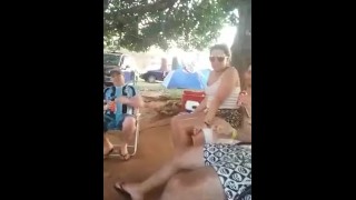 Girl strips for her friends and lets them touch her