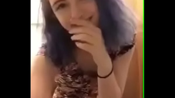 Blue haired teen strips down for camera