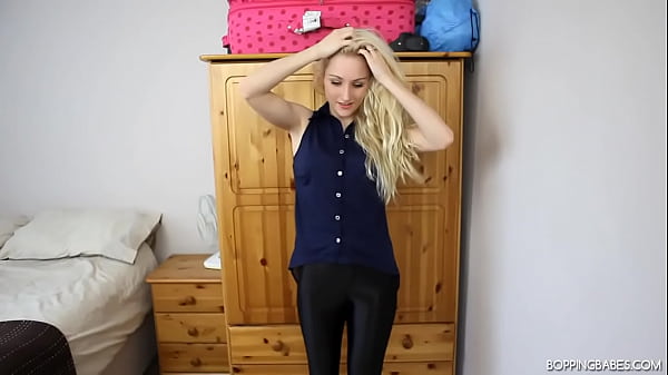 Hot Blonde Strips In Disco Pants