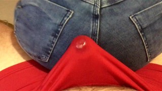 Dry humping in jeans shorts made him cum in pants during a lapdance
